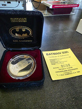 Batman 50th Anniversary Fine Silver Coin 1 Troy Oz Limited Edition w/ Case COA picture