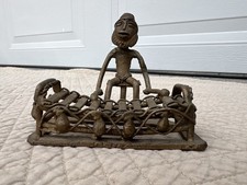 Vintage African Bronze Statue, Xylophone Musician Figure, 4