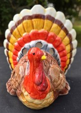 VTG 90s Ceramic Tom Turkey Tea Light Candle Holder With Battery Operated Light picture