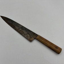 Vintage Forgecraft 9.5” Blade Chef Knife Hi- Carbon Steel Wood Handle picture