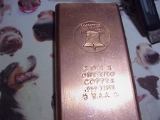 2011 One Kilo Copper Bar 0.999 Fine Liberty Bell Design picture