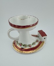 Vintage B&T Germany Porcelain Handled Candle Holder With Match Holder Floral picture