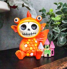 Ebros Furrybones Goldfish Fish With Rainbow Sea Castle Skeleton Statue Toy picture