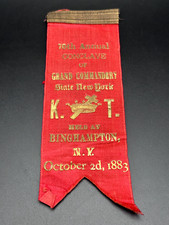1883 70TH ANNUAL KNIGHTS TEMPLAR CONCLAVE GRAND COMMANDERY NEW YORK RIBBON L78 picture
