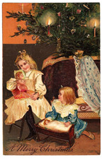 Lot: 4 Christmas Tree, Children, Mother, as Shown in Scans, Embossed. Pre-1915. picture