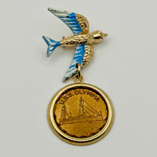 Vintage USS Olympia USN US Navy Bluebird of Happiness Dangle Pin Medal picture