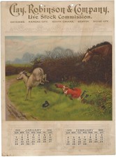 1900 CLAY ROBINSON & COMPANY LIVE STOCK COMMISION AGENCY Farm Calendar Denver CO picture