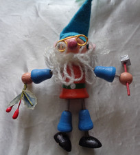 Vintage 1979 Kurt J. Adler Wooden & Felt Elf Ornament ~ 4 1/2” Tall / FS picture