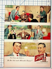 1949 Schlitz Beer Ad Vintage Print Milwaukee Famous Model Train Party Ephemera picture