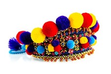 Ukrainian crown Chiltse Kokoshnik wreath beaded Violet red Yellow Wedding picture
