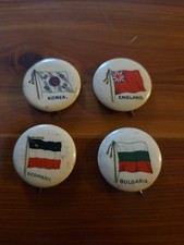 Vintage Celluloid Flag Premium Pinback Button Set of 4 picture