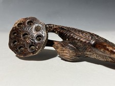 Antique Buddhist scepter, lotus bud and leaf picture
