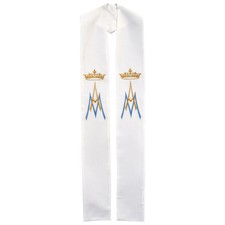 Ave Maria with Crown Overlay or Deacon Stole - Overlay Stole / White picture