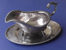 Barker Ellis Silverplate Gravy or Sauce Boat with Detached Underplate picture
