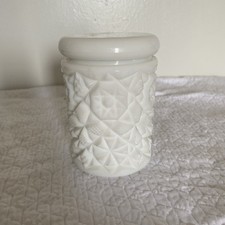 Vintage Milk Glass Winburn Canister  Jar W/Lid Fostoria 5” H X  3.25” W picture