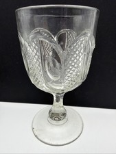 Antique Buckle Pattern Goblet Bakewell Pears Flint Glass c1870 EAPG Beautiful picture