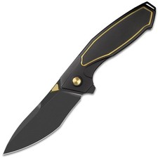 REMETTE Kingfisher Framelock Black & Gold Titanium Folding Bohler M390 Knife KF1 picture