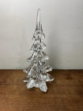 Vtg Clear Glass Christmas Tree Holiday Unmarked Decor Core picture
