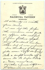 Vintage Nachusa Tavern Dixon IL letterhead handwritten lette picture