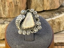 Cecil Sanders Navajo Sterling Silver Mother of Pearl Blossom Ring sz 8--623.26 picture
