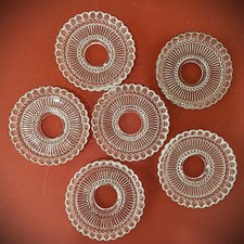 Antique 1900's French Portieux(marked) Pressed Glass Bobeches/Candle Saucers picture