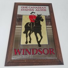 Vintage WINDSOR CANADIAN Whiskey Mirror Bar Sign Framed Advertising 23