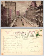 Cincinnati Ohio GOVERNMENT SQUARE TROLLEY SIGNAGE 1912 Postcard U32 picture