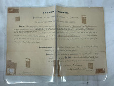Andrew Johnson 1865 Signed Presidential Appointment Document Collector of Custom picture