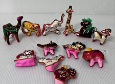 Vntg mid-century Chinese satin and silk embroidered stuffed animal ornaments 12 picture