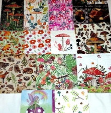13 FANTASY WOODLAND ANIMAL MUSHROOM Paper Napkins Artist Craft Decoupage Bundle picture