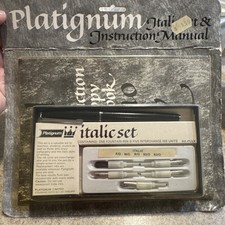Vintage Platignum Italic Set Fountain Pen & 5 Inter-change NIB Units picture