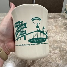 Iconic Lynn's Paradise Cafe Single White/Green Logo Coffee Mugs Louisville KY picture
