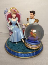 Vintage Disney Store Cinderella Prince Charming Magical Musical Snow Globe Works picture