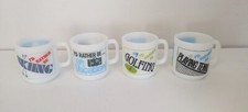 4 Vintage Glasbake Milk Glass Coffee Mugs I'd Rather Be Vacation Golf Ski Tennis picture