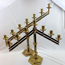 Vintage Pair of Adjustable Brass 7 Candle Candelabras 26