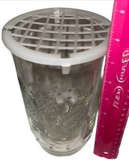 Nice Vintage Clear Glass Vase with Embossed Eagle Arrows & Stars Flower Frog  picture