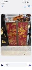 2-Panel Asian/Oriental Wood Scenic Red Gold Black for the wall  picture