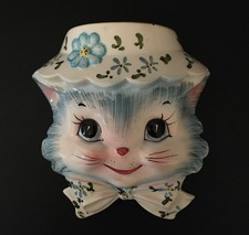Lefton Miss Priss Anthropomorphic Blue Cat 1950's Wall Pocket picture
