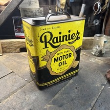 VINTAGE Very Rare 1930s-40s Rainier MOTOR OIL 2 Gallon petroliana Pre war picture