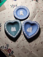 Wedgwood England Jasperware Blue & green HEART SHAPED TRINKET  & round wesley's  picture