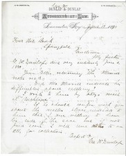 1880 Lancaster KY ~ Dunlap Attorney - George W. Dunlap Died - Letter picture