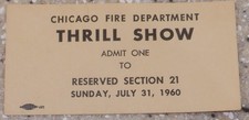 Chicago Fire Department THRILL SHOW Ticket July 31, 1960 - Unused picture