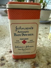 Vintage Johnson's Antiseptic Baby Powder Tin, Anniversary, Johnson & Johnson V picture