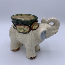 Vintage Handpainted Ceramic Lucky Elephant Planter Made in Japan Crackle Glaze picture