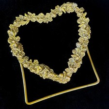 Vintage Mementos Heart Shaped Picture Frame Floral Berries Brass 3 X 3 inches picture
