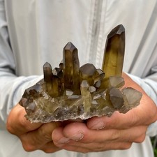 166G Natural smoky black quartz cluster crystal mineral specimen healing picture