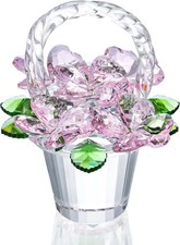 Pink Crystal Flower Basket Figurine Home Wedding Centerpiece Decor picture