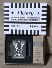 Limited VE/VJ Day 80th Anniversary Green Crackle Steel Zippo Lighter NEW /9000 picture