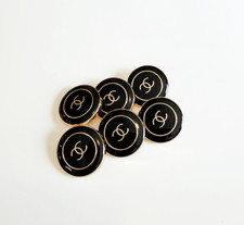 STAMPED lot of 6 Designer Black and Gold Button 23mm picture