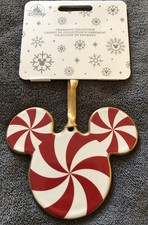 Disney Parks Mickey Mouse Icon Peppermint Swirl Double Sided  Christmas Ornament picture